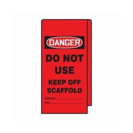 Accuform Wrap 'n Stick Tags, DANGER DO NOT USE KEEP OFF SCAFFOLD, 12inx3.125in, Adhesive Poly, 25PK TAT104
